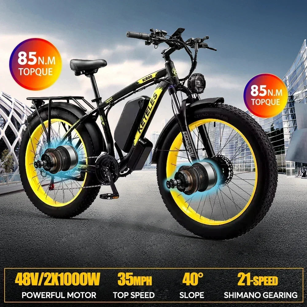 Keteles K800 2000W Fat Tire Bike Electric Mountain Bike - 2 Power Options Available!