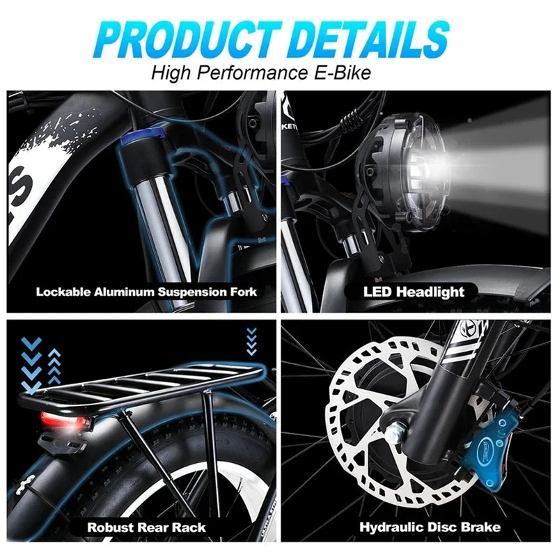 Keteles K800 2000W Fat Tire Bike Electric Mountain Bike - 2 Power Options Available!