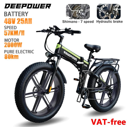 DEEPOWER H26PRO 2000W Fat Tire Folding Electric Mountain Bike