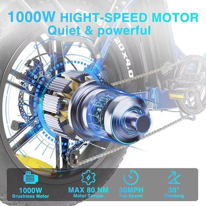 Ridstar 750w and 1000W Step Through Foldable Cruiser Electric Bike