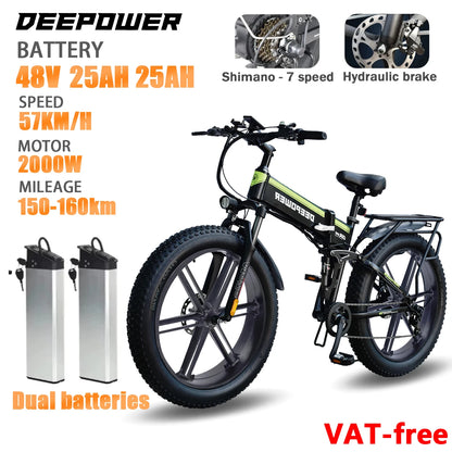 DEEPOWER H26PRO 2000W Fat Tire Folding Electric Mountain Bike