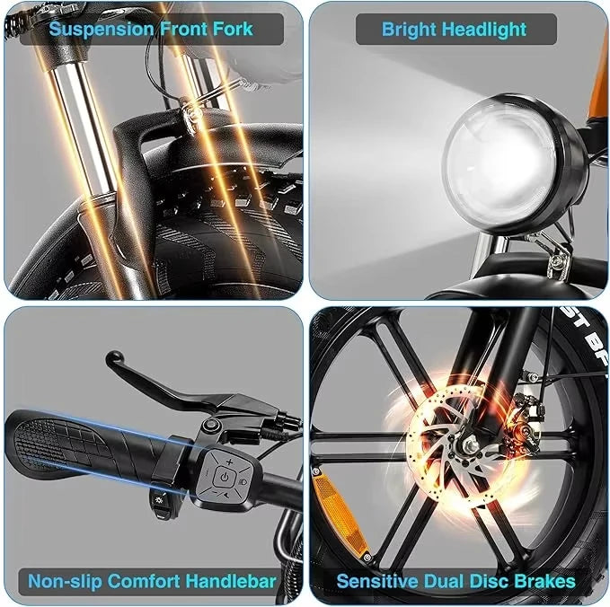 Ridstar 750w and 1000W Step Through Foldable Cruiser Electric Bike